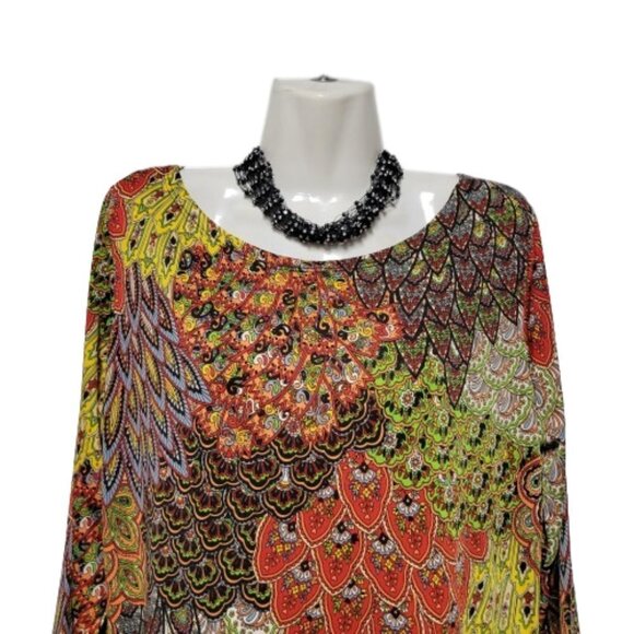 Multicolor Vibrant Colorful Three Quarter Sleeve Dress Size L, Size XL - Picture 4 of 11